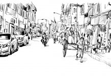 Rickshaw, India, Sketch, Trishaw